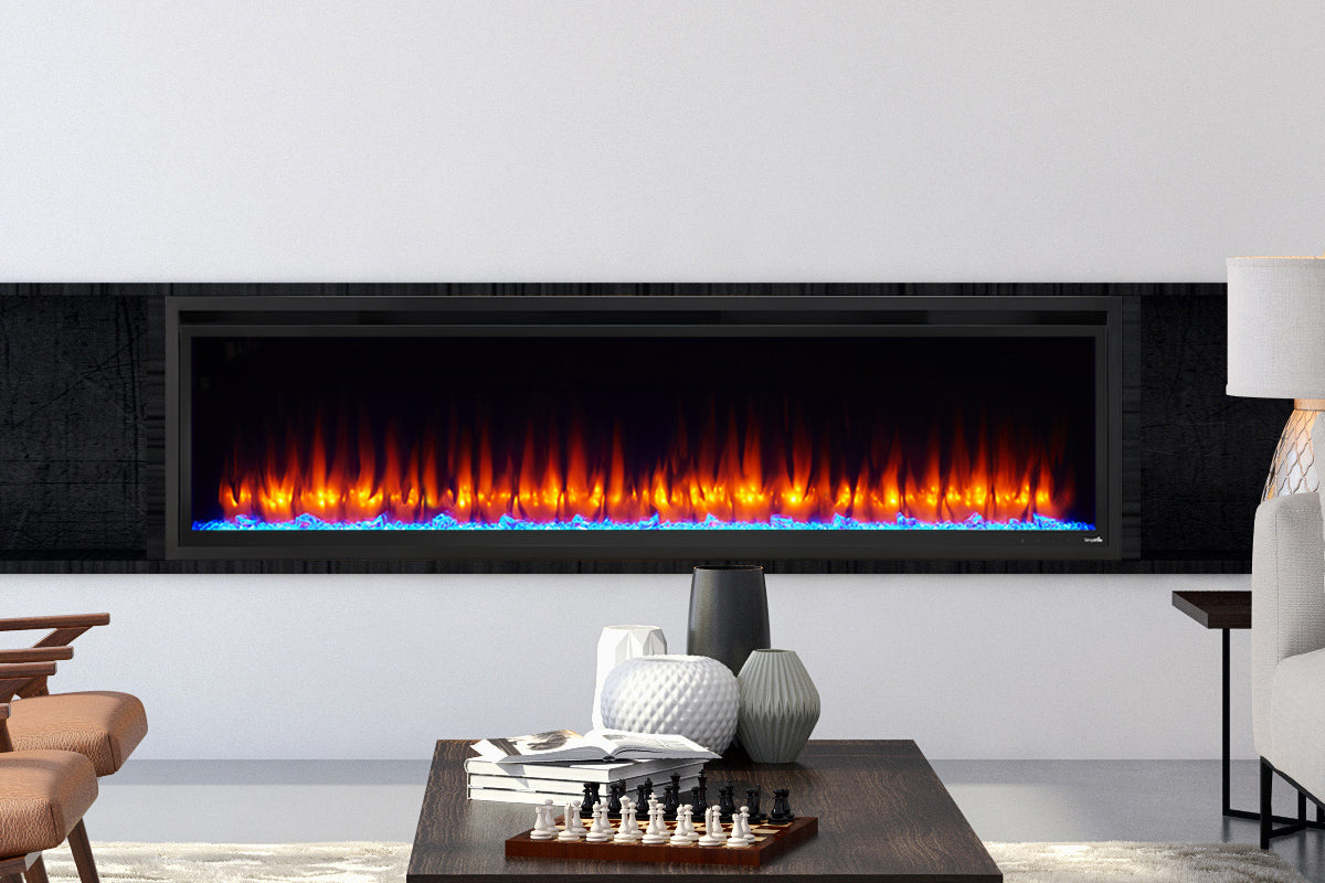 SimpliFire Allusion Platinum 72" Wall Mount / Recessed Electric Fireplace