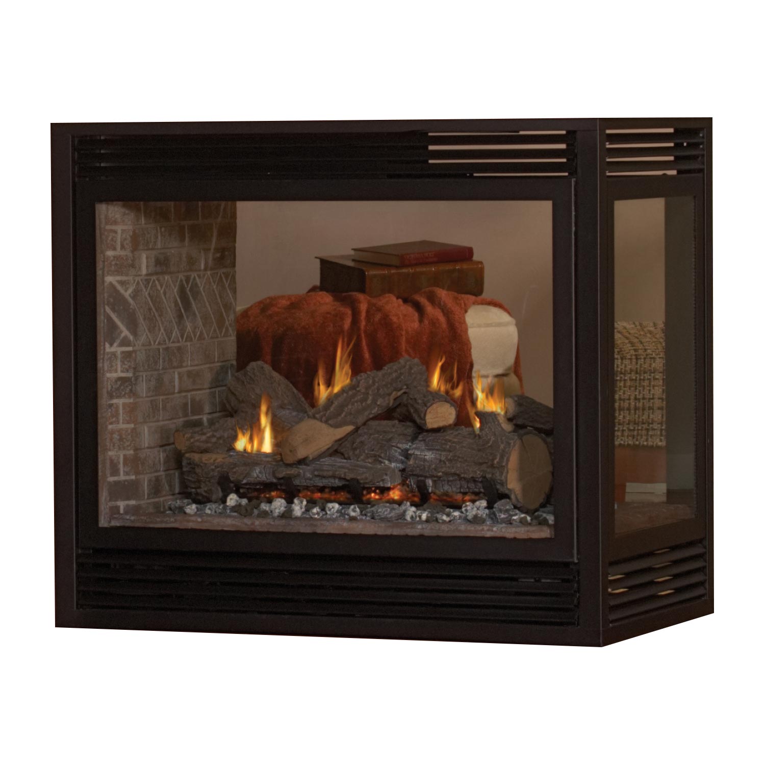 Empire 36 Inch Tahoe Direct Vent Premium Peninsula See-Through Gas Fireplace - DVP36P