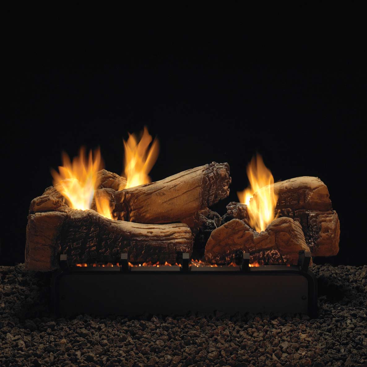Empire Ceramic Fiber Stone River Multi-Sided Complete Fireplace Gas Log Set