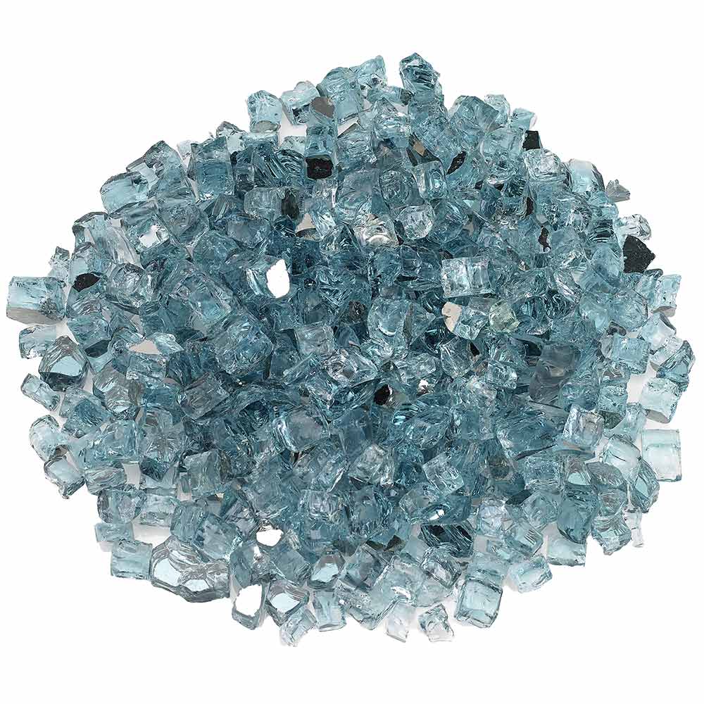 American Fire Glass 1/2-Inch Premium Fire Glass, 10-Pounds, Azuria Reflective