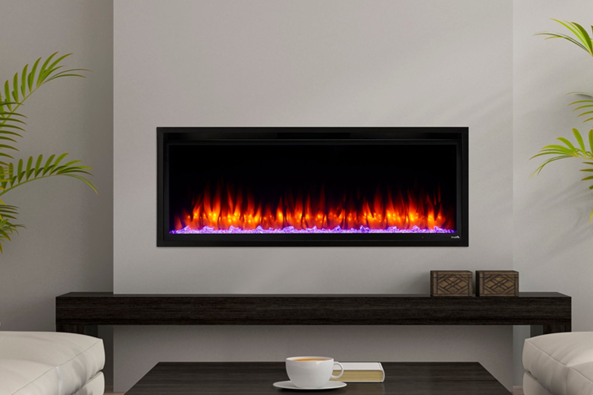 SimpliFire Allusion Platinum 50" Wall Mount / Recessed Linear Electric Fireplace