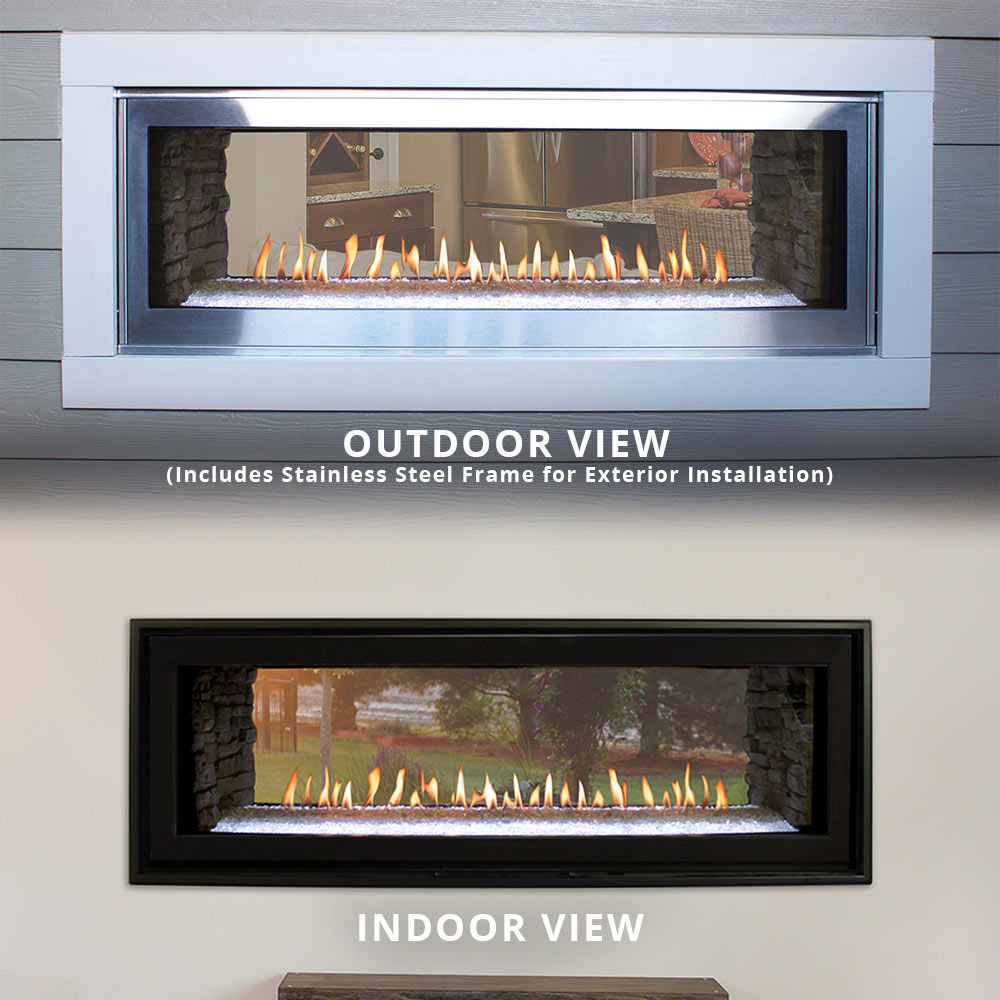 Empire 48 Inch Boulevard Direct Vent See-Through Indoor/Outdoor Linear Gas Fireplace - DVLL48SP-OUT