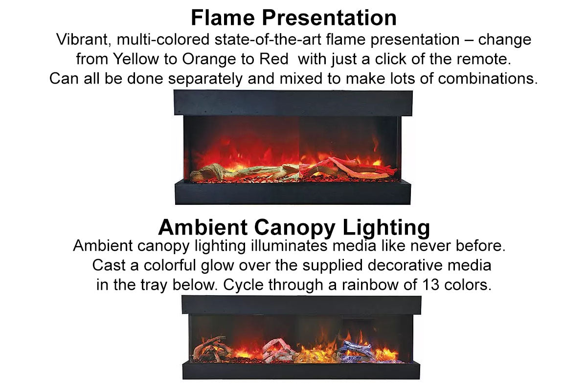 Amantii Panorama Tru View Slim 60-inch 3-Sided Built In Indoor/Outdoor Electric Fireplace