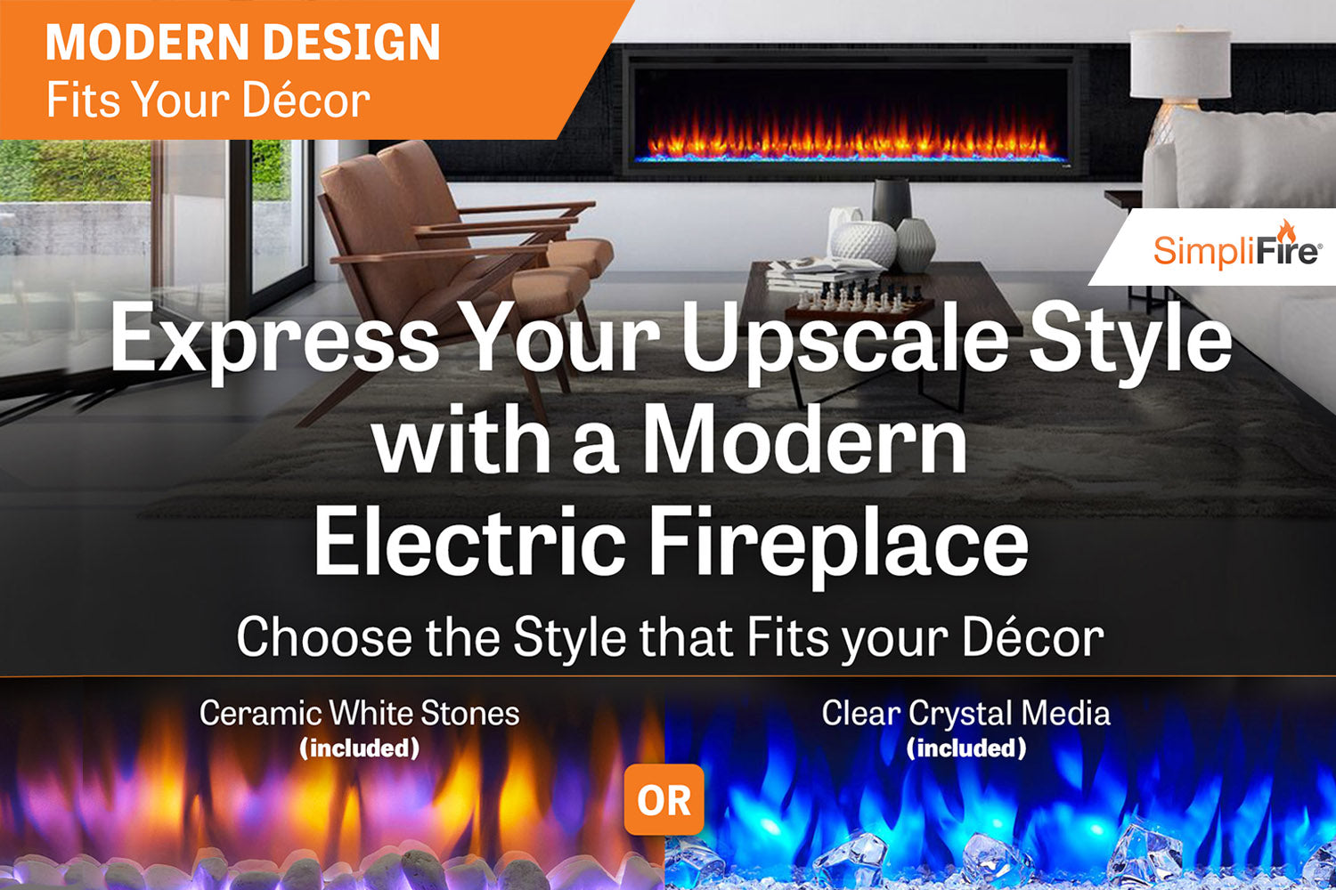 SimpliFire Allusion Platinum 72" Wall Mount / Recessed  Electric Fireplace