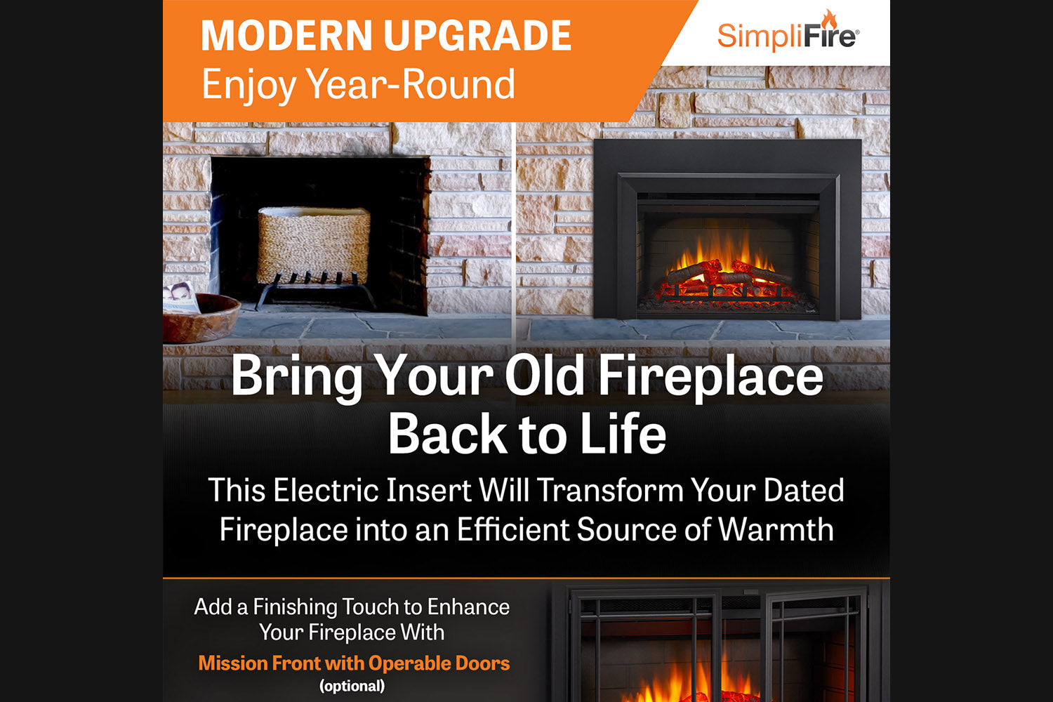 SimpliFire 30" Electric Fireplace Insert