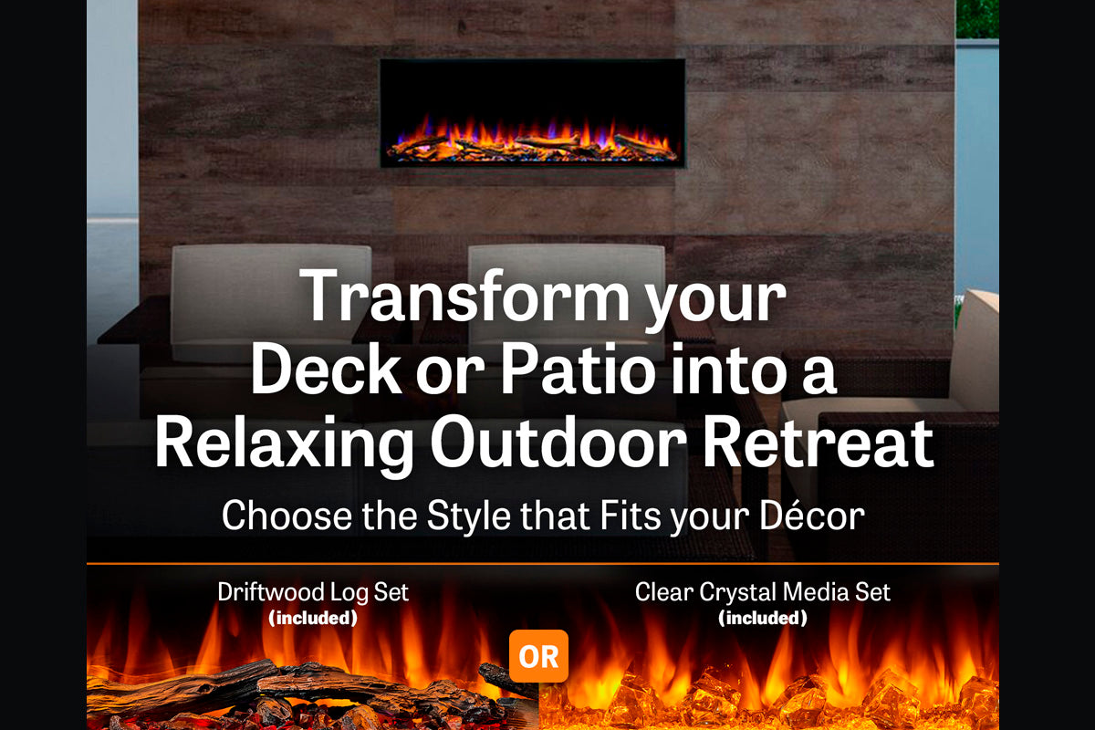 SimpliFire Forum 43" Outdoor Recessed Built-in Electric Fireplace