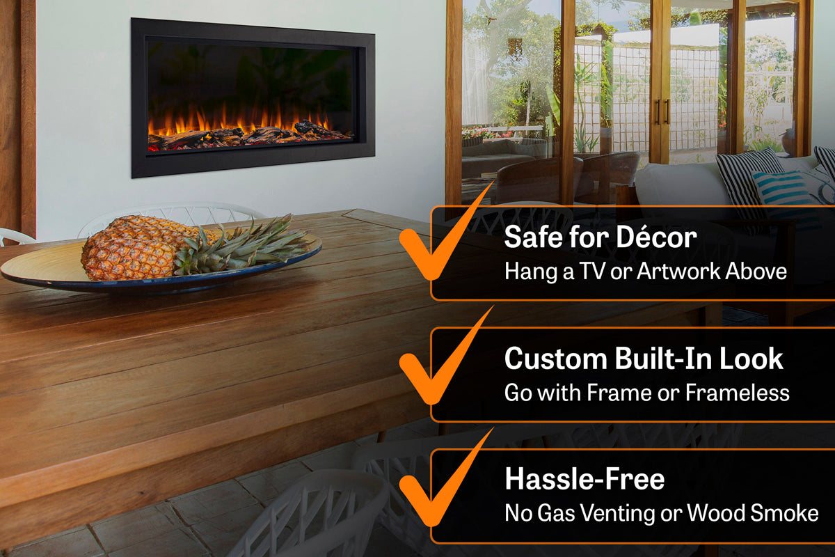 SimpliFire Forum 43" Outdoor Recessed Built-in Electric Fireplace