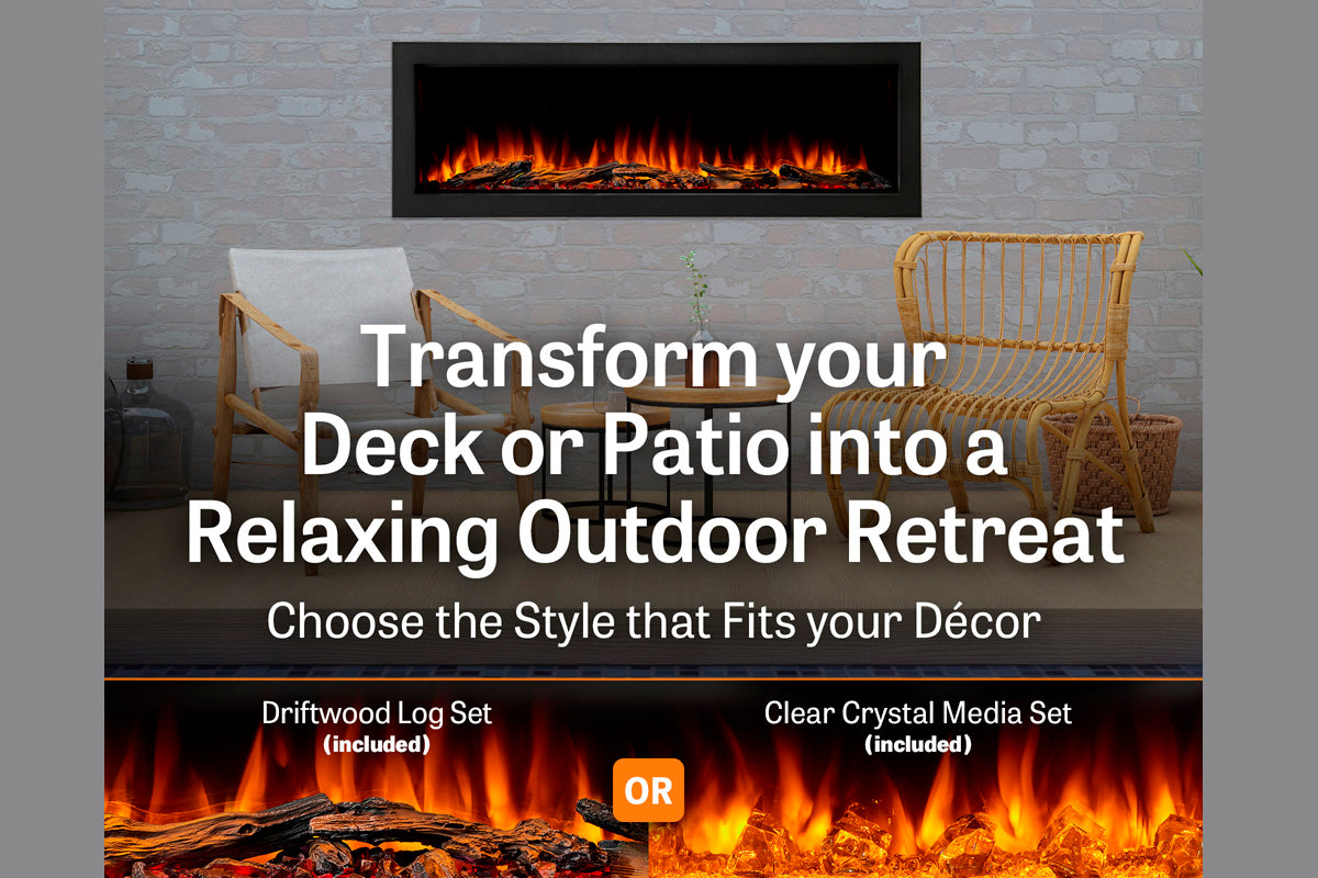 SimpliFire Forum 55" Outdoor Recessed Built-in Electric Fireplace