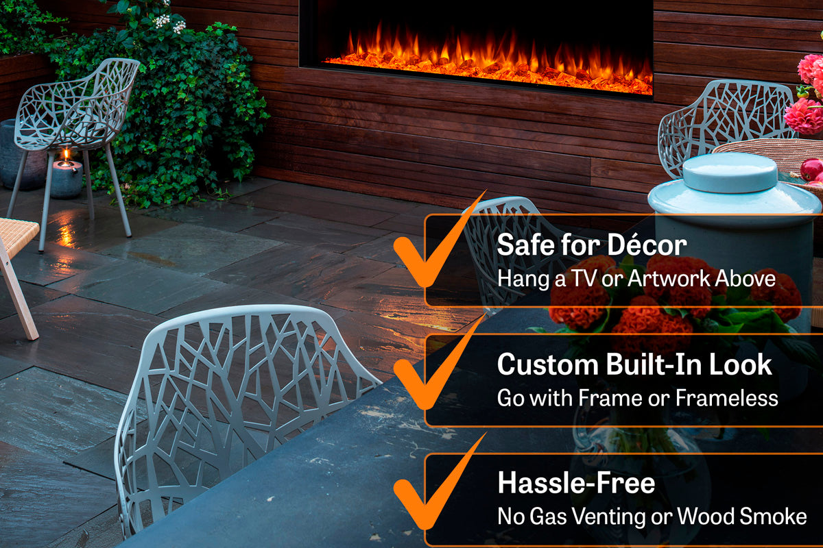 SimpliFire Forum 55" Outdoor Recessed Built-in Electric Fireplace