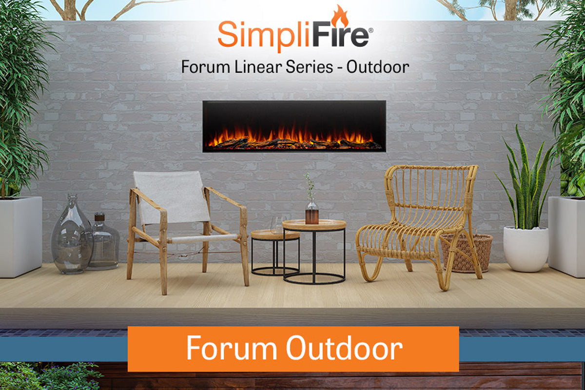 SimpliFire Forum 43" Outdoor Recessed Built-in Electric Fireplace