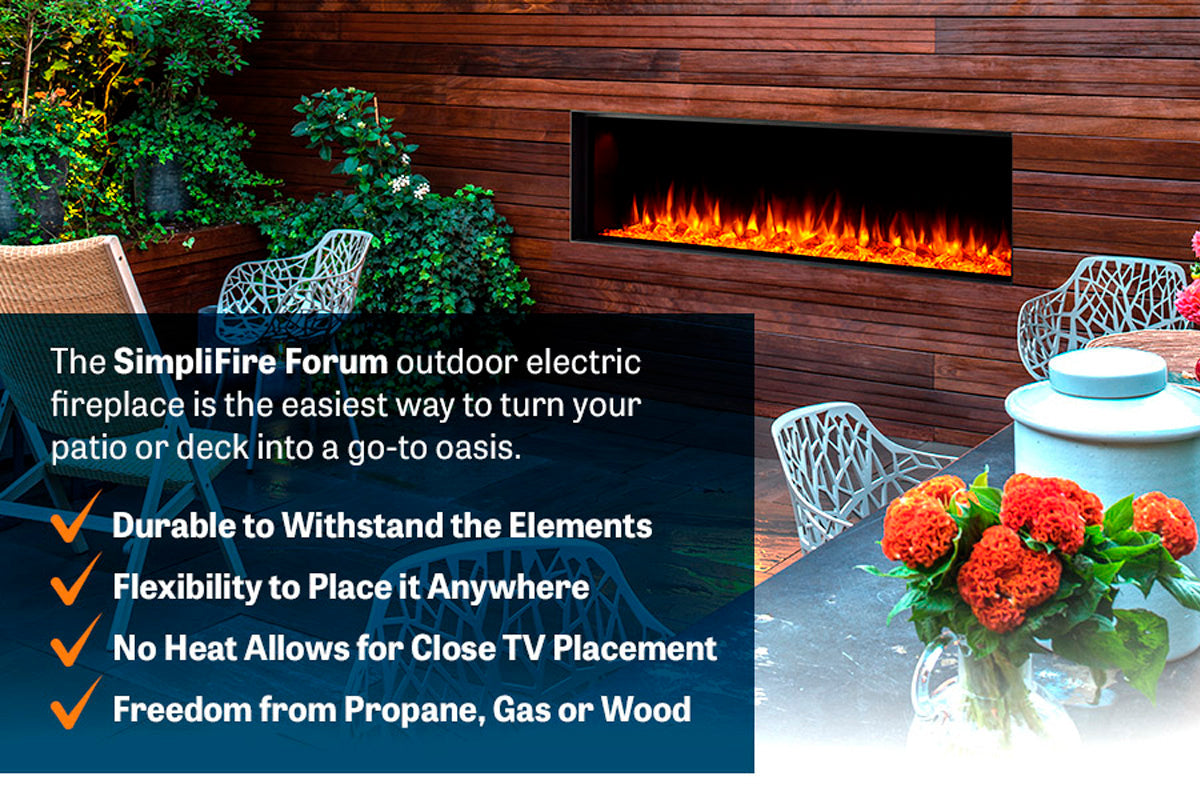 SimpliFire Forum 43" Outdoor Recessed Built-in Electric Fireplace