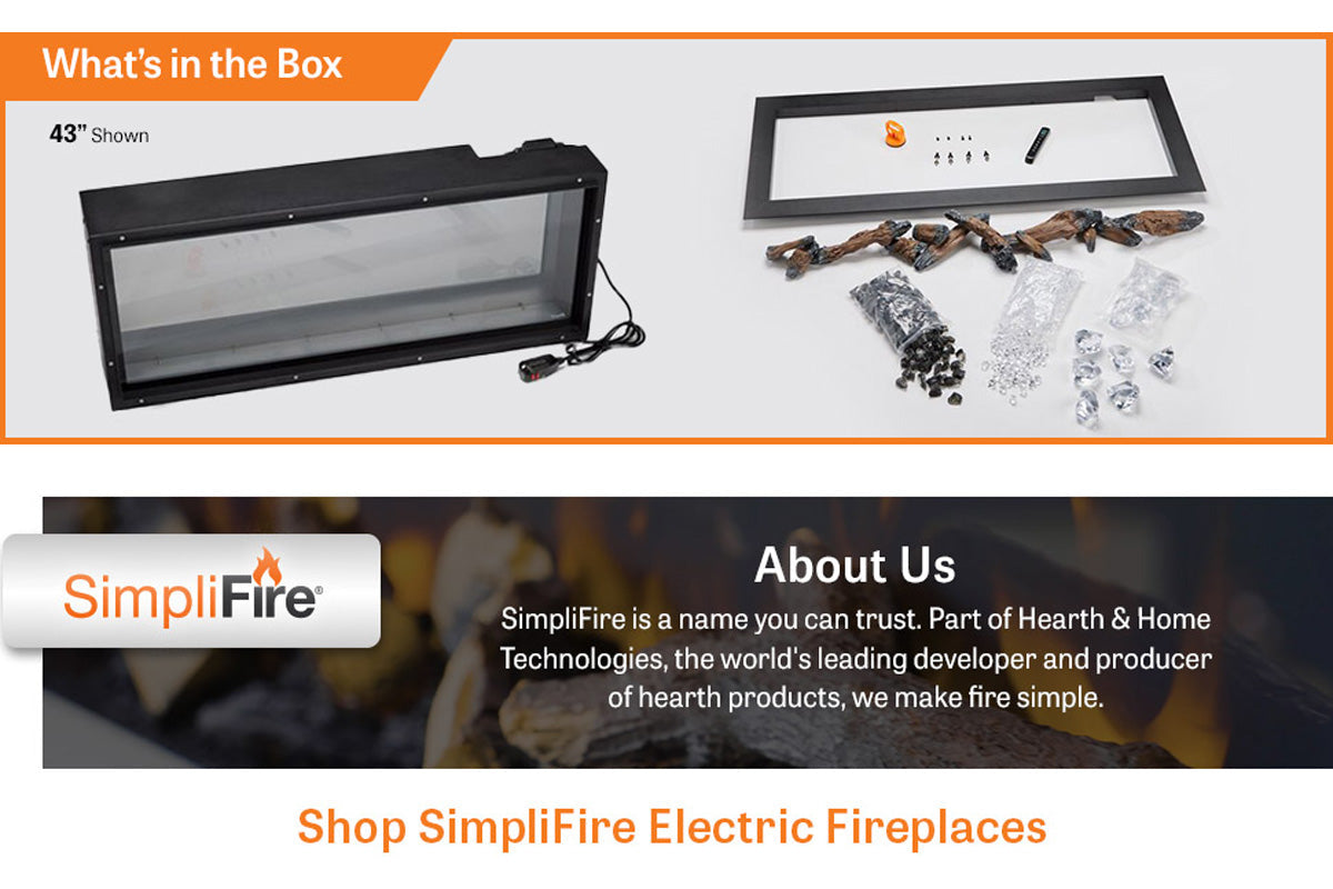 SimpliFire Forum 43" Outdoor Recessed Built-in Electric Fireplace