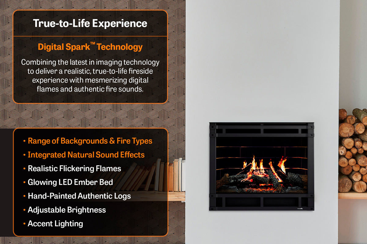 SimpliFire Inception 36'' Traditional Smart Electric Fireplace | Halston Front