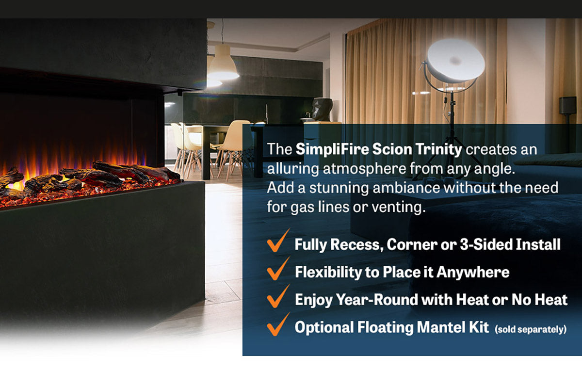 SimpliFire Scion Trinity 43" Multi-Side View Built In Electric Fireplace