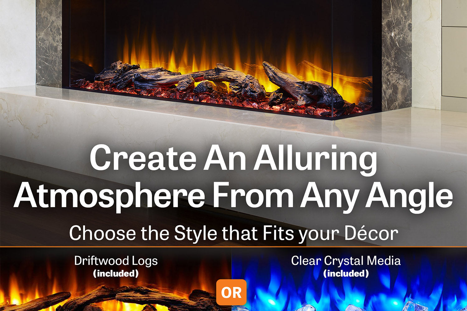 SimpliFire Scion Trinity 43" Multi-Side View Built In Electric Fireplace