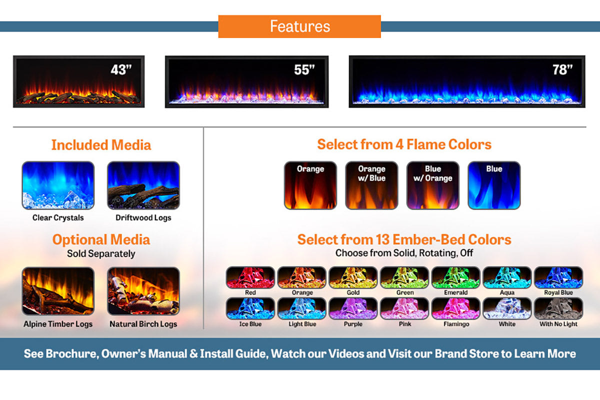 SimpliFire Scion 55" Built-In Linear Electric Fireplace