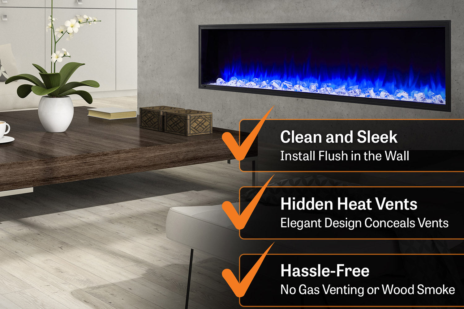 SimpliFire Scion 78'' Built-In Linear Electric Fireplace