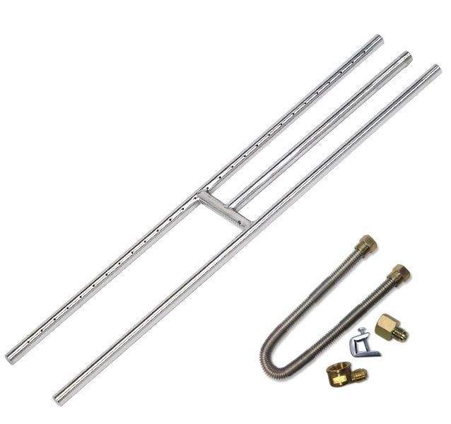 American Fire Glass Natural Gas Rectangular Fireplace H-Burner