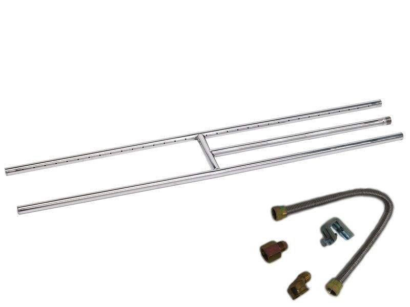 American Fire Glass Natural Gas Rectangular Fireplace H-Burner